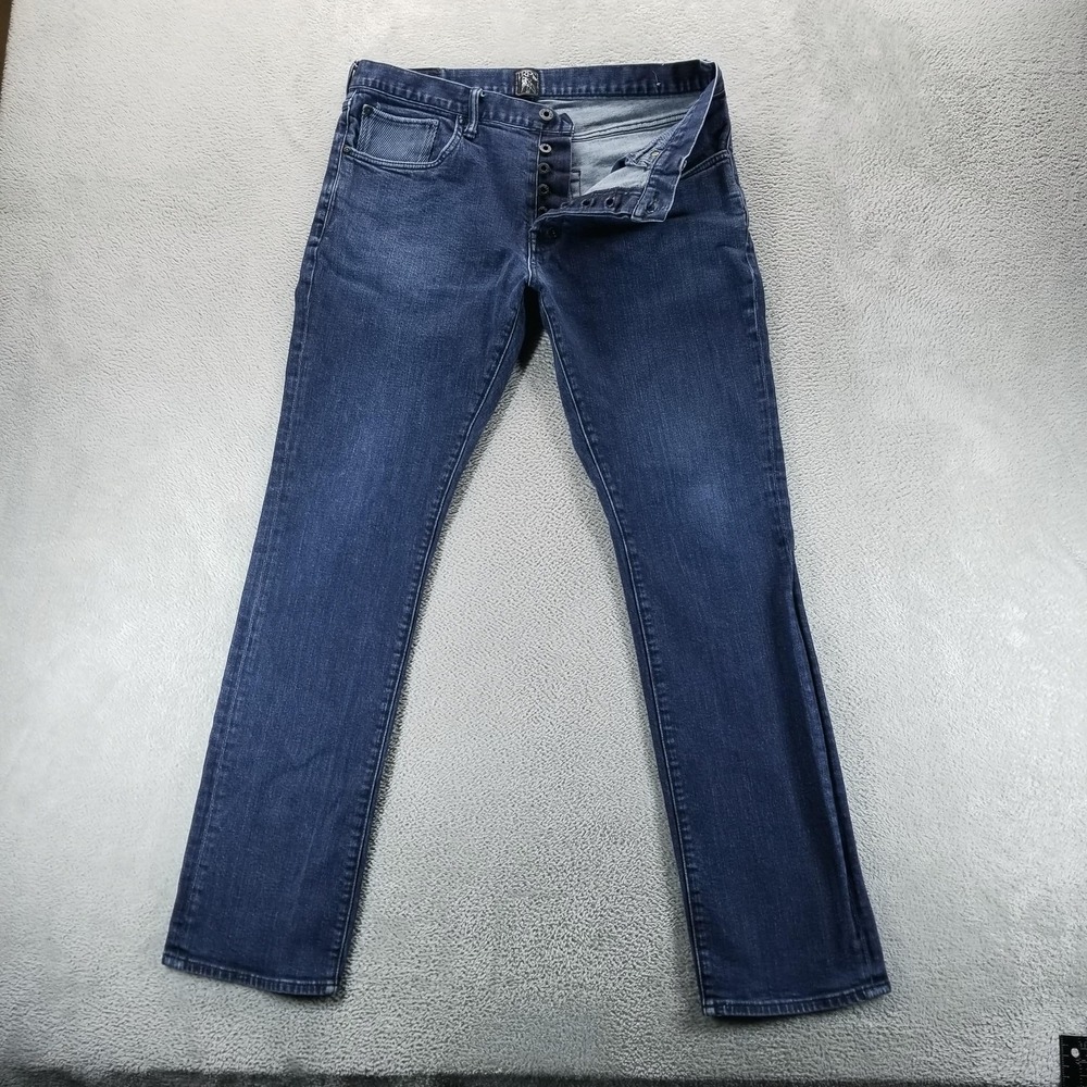Prps Jeans Mens 36x32 Blue Demon Slim Straight Dark Wash Button Fly
